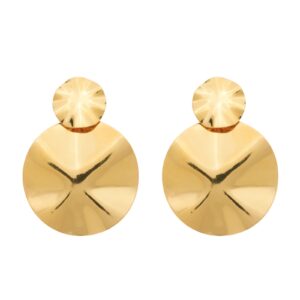 Brinco Dourado Orgânico Dois Círculos Amassados